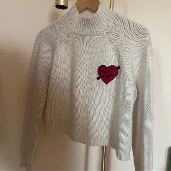 SOLD Forever 21 White Crop Mock Neck Sweater - Picture 3 of 5